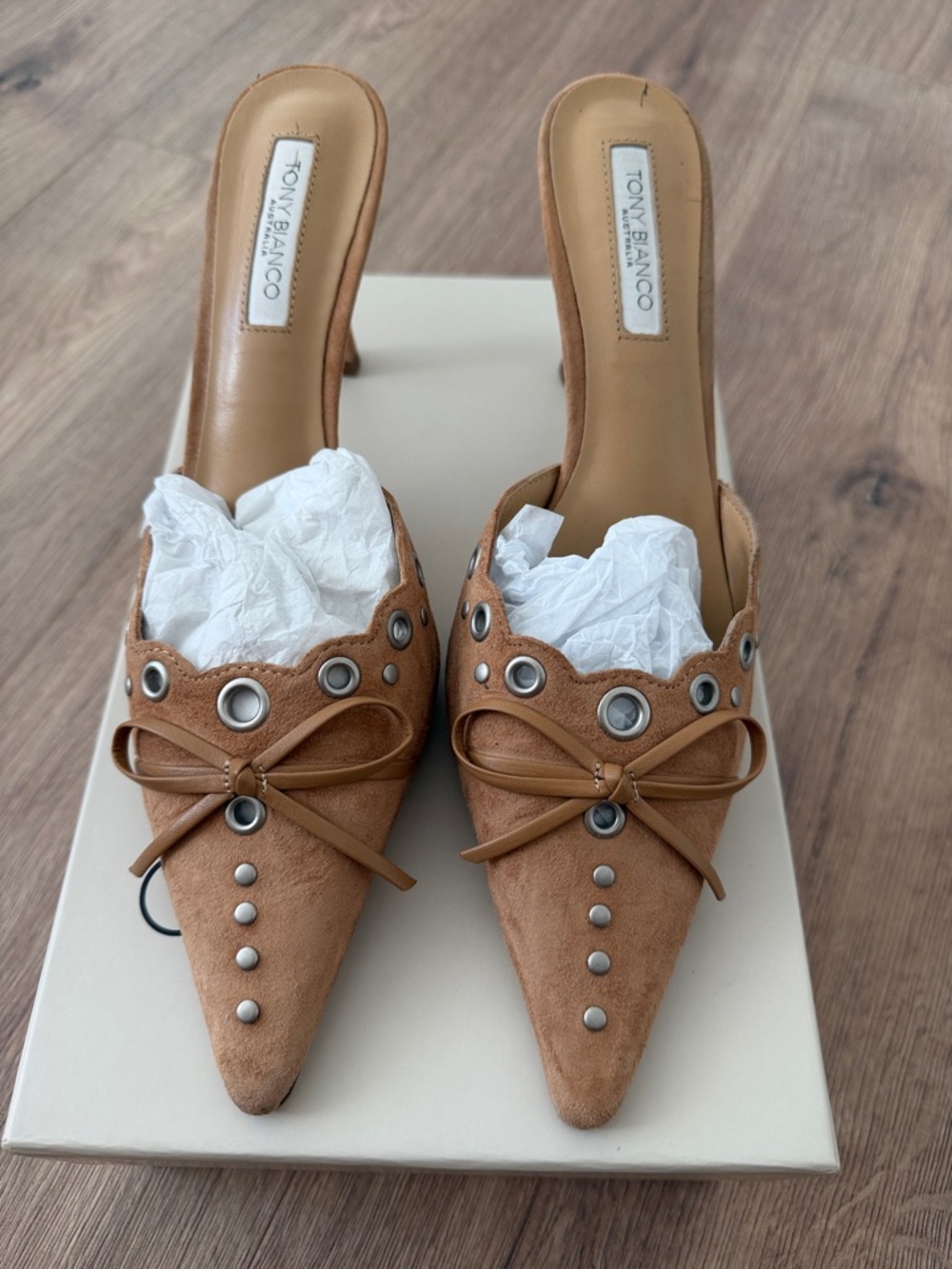 Tony Bianco SHAE Butterscotch Suede Shoe Box - Size 7